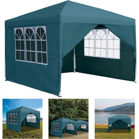 Gartenpavillon 3x3m wasserdicht mit 4 Fenstern und UV-Schutz, faltbar (1/5)