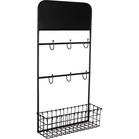 Étagère murale de rangement en métal noir rack suspendu pour maison 39 x 12 x 75 cm - PANGIVO (1/3)