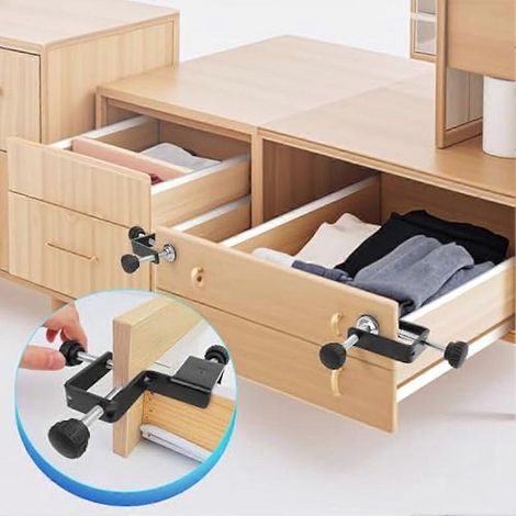 Lot de 2 clips de fixation pour façade de tiroir, gabarit de montage pour tiroir de meuble, outil de menuiserie (1/5)