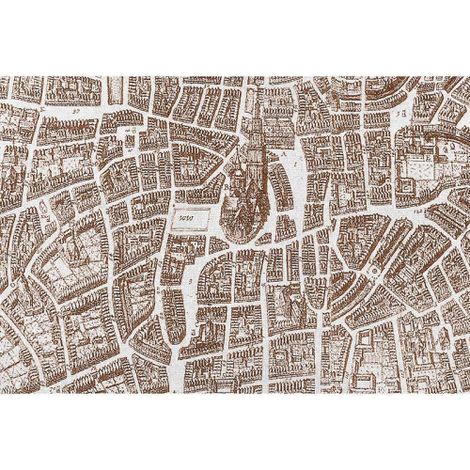 Papier peint panoramique original plan de ville Tapisserie panoramique marron effet textile Papier peint panoramique vintage marron & blanc (1/3)