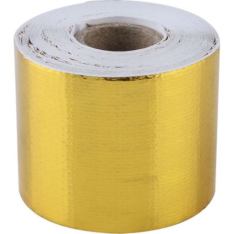 Ruban adhésif en Aluminium,1 Rouleau de Ruban adhésif réfléchissant adhésif d'enveloppe de Bouclier Thermique de Voiture d'or de Voiture pour ventilations et climatisations(Gold 10M5Cm) (1/5)