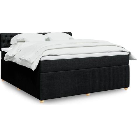 Boxspringbett mit Matratze Schwarz 180x200 cm Stoff