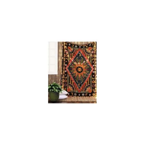 (130 x 150 cm) vous apporte Rajasthani Coton Soleil Lune Tenture Murale Hippie Mandala Ethnique Tapisserie Décor (1/5)