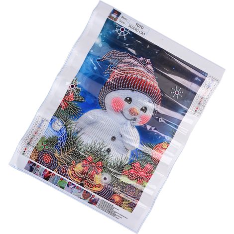 Tableau décoratif mural DIY motif bonhomme de neige strass Noël 30x40 cm T070 (1/5)