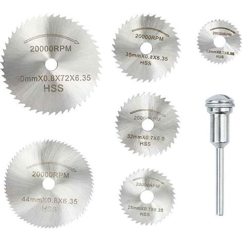 Set di utensili elettrici rotanti con disco abrasivo, mini lama per sega circolare, punta elicoidale, utensili per lucidatura e accessori per utensili abrasivi (7 pezzi) (1/4)