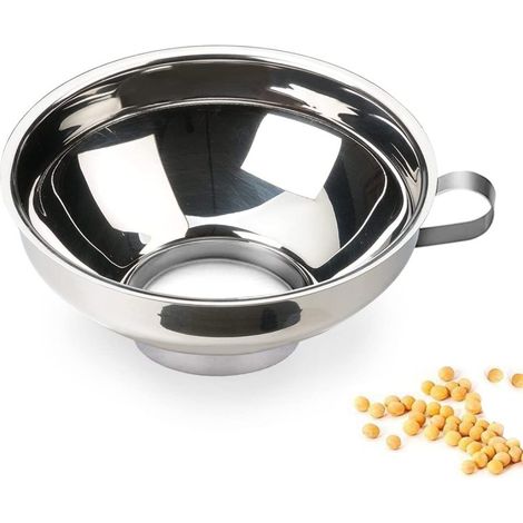 Juego de embudos de acero inoxidable para latas de cocina, color plata (incluye embudo de llenado de gran diámetro para latas Mason de boca ancha, apto para llenar todo tipo de botellas). (1/4)