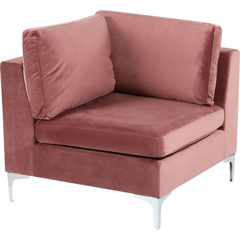 Módulo esquinero de terciopelo rosa rinconera patas metal glamour Evja