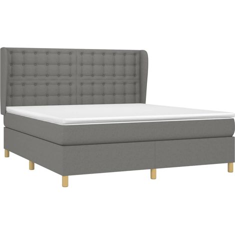 vidaXL Sommier à lattes de lit avec matelas Gris foncé 160x200cm Tissu (1/5)