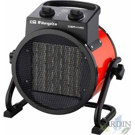 Orbegozo professioneller Keramikheizer.  Rot schwarz.  Leistung 3000W.  PTC-Widerstand.  Einstellbare Temperaturregelung.