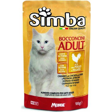 BOCCONCINI PER GATTI 'ADULT' pollo e fegato - gr 100- 24 pezzi - MONGE