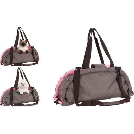 Sac de Transport Chat – Chien – Flamingo Xenos Taupe – 62×26×28 cm – Polyester – 2-en-1 Sac & Couverture – Sangle intérieure – poignées & bandoulière – Poche (1/5)