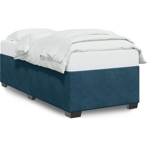Cadre de lit en velours bleu (matelas non inclus), 80 x 200 cm (1/5)