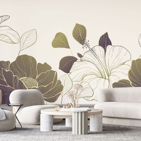 Papier peint panoramique - Fleurs - 130 cm x 58 cm (1/4)