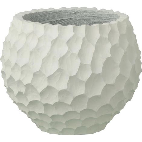 Cache-Pot Alvéolé en Ciment "Rocka" 34cm Blanc (1/3)