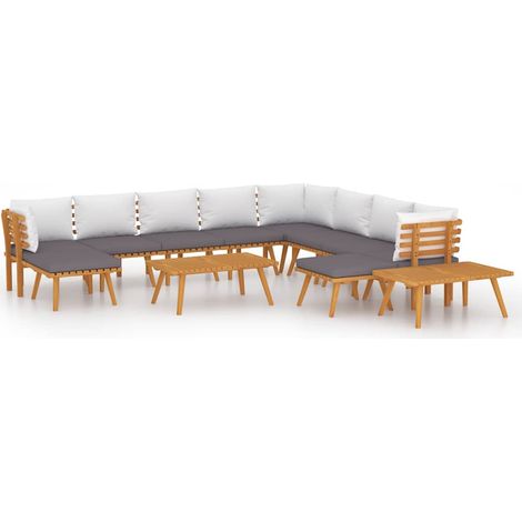Maison Exclusive - Set Divani da Giardino 12 pz con Cuscini in Massello di Acacia (1/5)