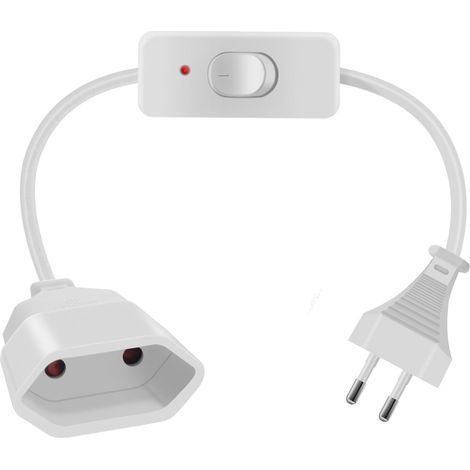 1 Rallonge Euro Câble Interrupteur 0.5m Blanc 2x0.75mm² Pour Lampe Télévision Ordinateur (1/5)