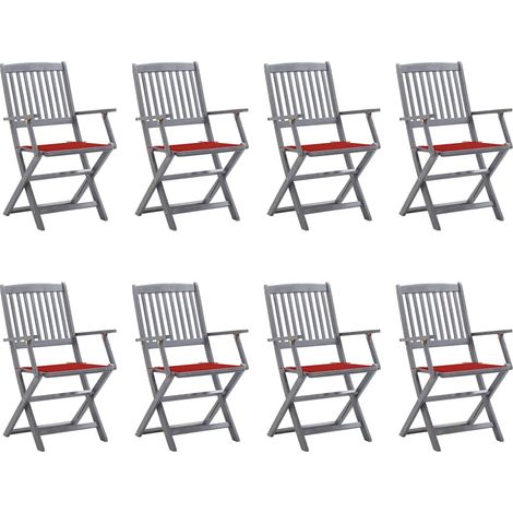 Klappbare Gartenstühle 8 Stk. mit Kissen Massivholz Akazie