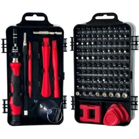 Jeu de tournevis de précision 115-en-1 rouge – Kit complet pour réparation d’appareils électroménagers et véhicules électriques (1/5)