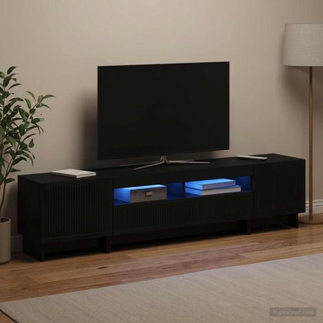 vidaXL 5 Piece LED TV Cabinet Black Engineered Wood (1/5)