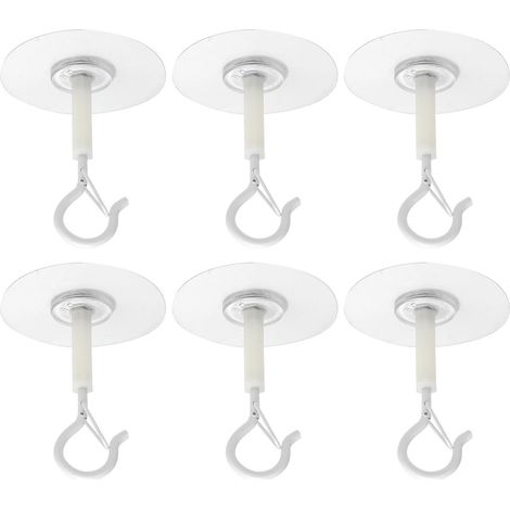 Crochets de plafond autocollants - Lot de 6 - Crochets de plafond - Métal - Crochets de suspension - Crochet de plafond professionnel - Convient pour suspendre plantes, pots de fleurs et lampes décora (1/5)