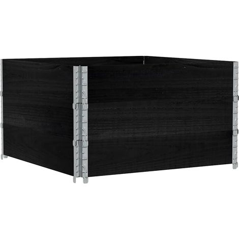 vidaXL Collares de palets 3 uds madera maciza de pino negro 100x100 cm (1/2)