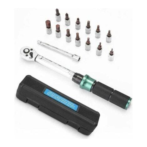 2-24N.m 1/4 Pouce Drive 15 PCS Clé dynamométrique Préréglée Ensemble d'embouts de Clé dynamométrique à Dégagement Rapide Mini Clé dynamométrique Réglable Portable Ménage Vélo Voiture Auto Rép (1/5)