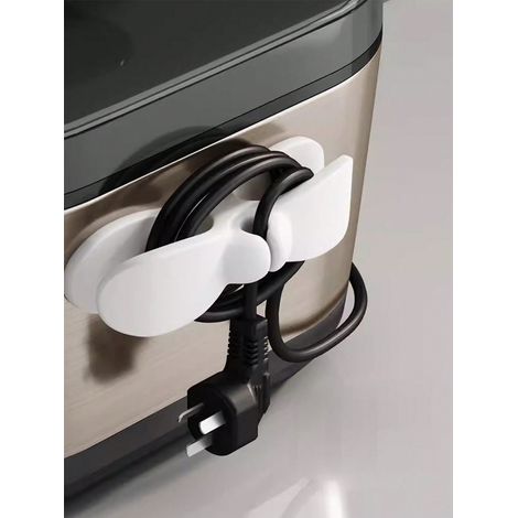 Organisateur de câbles électriques blanc, fixeur de prise cuisine, clip, autocollant mural, sans perçage, enrouleur de câble, lot de 5, couleur blanc (1/4)