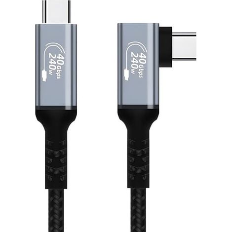 Câble de données USB 4.0 coudé 240 W - Compatible 8K, 40 Gbit/s - Compatible Thunderbolt 4, USB 3.2/3.0/2.0 - 0,5 m (1/4)