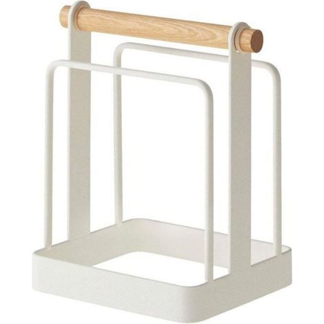 1 Support pour planche à découper Blanc Acier et Bois 14x16x10,5cm 0,3kg Cuisine (1/4)