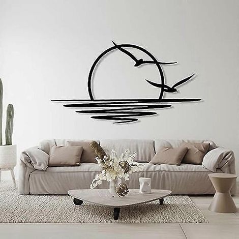 Sunrise Metal Wall Art, Sun and Seagulls Wall Decor, Metal Wall Decor--