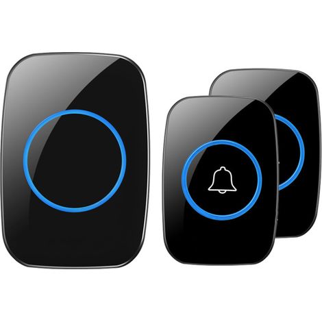 Kit de sonnette connectée pour maison connectée avec bouton-poussoir étanche IP55, sonnette sans fil avec 60 mélodies et réglage du volume sur 5 niveaux, signal lumineux LED.-AquaForge (1/5)