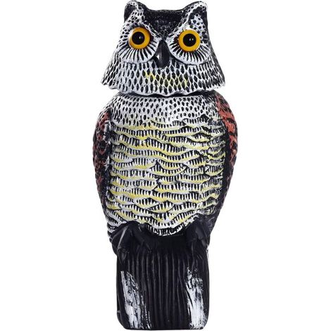1x Chouette Jardin Plastique Hibou Décor Hibou Statues Extérieur Hibou Patio Hibou Pelouse Hibou Chouette avec Tête Rotative à 360 ° Epouvantail Jardin Repulsif Oiseaux Anti Pigeon