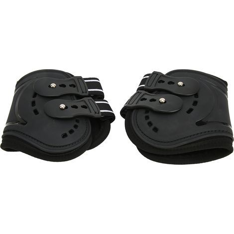 Breathable, shock-resistant, adjustable, non-slip, lightweight horse hind leg boots with fetlock protection, black, M