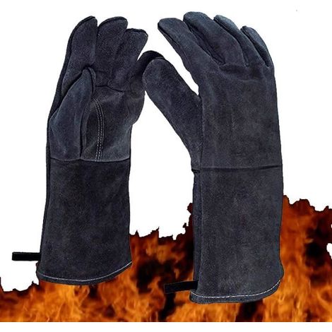 Gants Barbecue,Gants ignifuges à 500 degrés, gants de gril épais professionnels, résistants à la chaleur, grillades extra longues, (1/4)