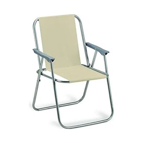 Sedia relax beach pieghevole in ferro crema