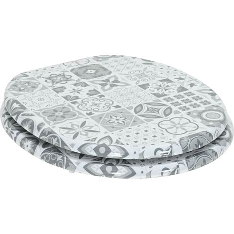vidaXL  Soft-Close Toilet Seat  Grey 44 x 38 cm MDF board