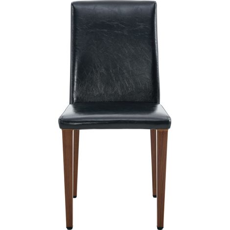 Set de 2 sillas de comedor modernas en PU negro con patas de metal efecto nogal MODENUIT (1/5)
