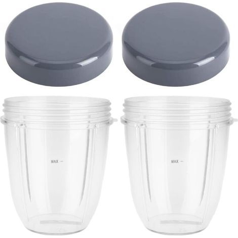 Lntyq Lot de 2 gobelets de rechange pour mixeur Nutribulletavec couvercle, compatibles avec le mixeur Nutribullet 900 W (1/4)