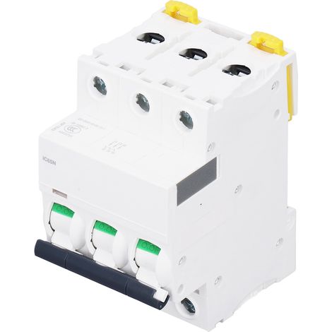Disjoncteur miniature tripolaire, montage et démontage faciles, montage sur rail DIN, protection de circuit AC400V 16A (1/5)