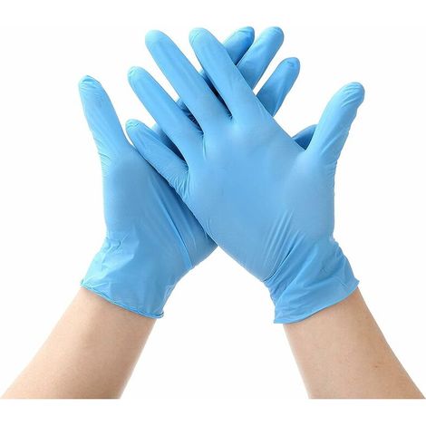 Gants Médicaux en Nitrile Jetables, Sans Poudre, Bleu, Taille L (Paquet de 50 Pièces) (1/5)