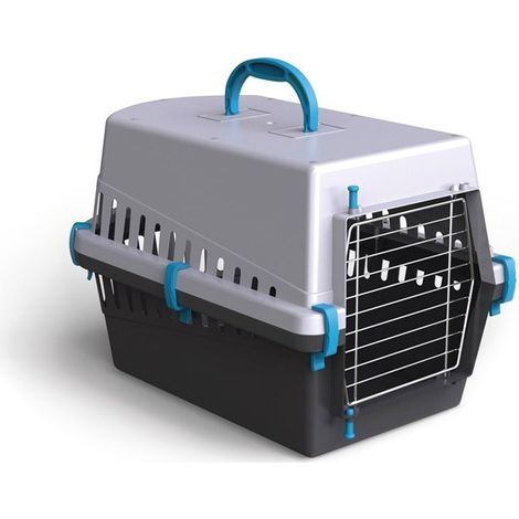 10571 Transportin con rejilla metálica de 50 cm para perros y gatos  Color: Azul