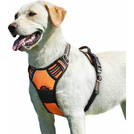 Orange,Dog Harness,Adjustable Reflective No Pull Dog Harness,Easy to Put on,with Control Handle,Breathable Dog Harness,Durable,Medium and Large Dog Harness,L (1/5)