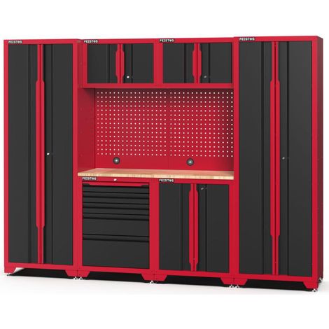 Feistos Werkstatteinrichtung "Juno 14", schwarz/rot, 264 x 46 x 198 cm (B x T x H), 2 Hochschränke (1/5)