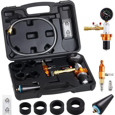 VEVOR Kit di Riempimento del Vuoto del Radiatore, Strumento di Riempimento per Sistema di Raffreddamento per Autoveicoli con Manometro, Cassetta degli Attrezzi Auto, Furgoni, SUV, Camion
