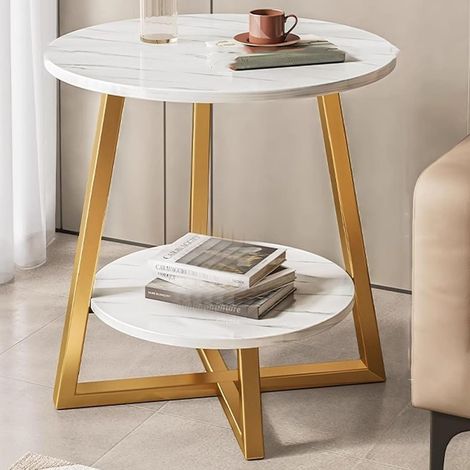 Table d'appoint pour canapé, petite table, table basse simple, table à thé, guéridon, table de chevet, table d'angle, 60 x 55 cm (1/5)