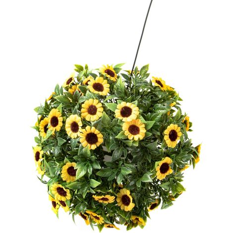 BURI Solar Deko-Kugel Sonnenblumen Gartendeko Blüte Kunstblume Solarleuchte (1/3)