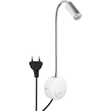 Aplique de pared LED tubular, lámpara de pared para cama de hotel fabricada en tubo, 220 V, lámpara de lectura con protección ocular (plateada, luz blanca) (1/5)