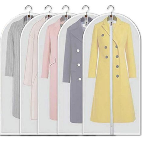 Lot de 5 grandes housses à vêtements transparentes antimites, idéales pour ranger et suspendre vos vêtements lors de vos voyages (101,6 cm x 61 cm).