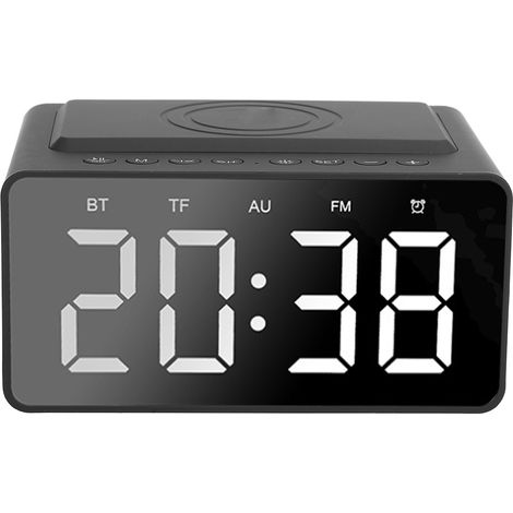 Enceinte portable Bluetooth BT508 avec affichage LED de l'heure, réveil et haut-parleur (noir) (1/5)