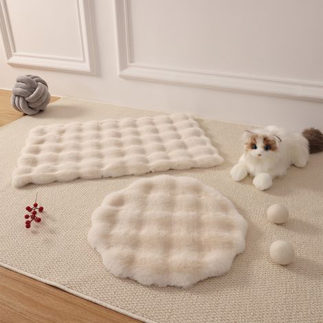 Tapis pour Chien Orthopédique Confortable avec Tissu Peluche Doux, Coussin Chien Déhoussable et Lavable en Machine pour Animaux de Compagnie - Beige 60x40cm